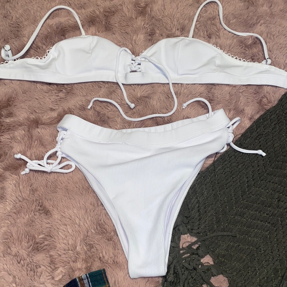 Shein white bikini with tie detailing